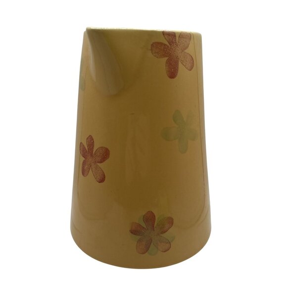 Vintage RARE Liddy Yellow Ceramic Retro Pitcher Floral Artist Signed Collectable - Picture 4 of 9